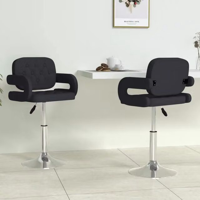 Set di 2 sedie da pranzo girevoli vidaXL in similpelle nera con braccioli e design moderno – 1