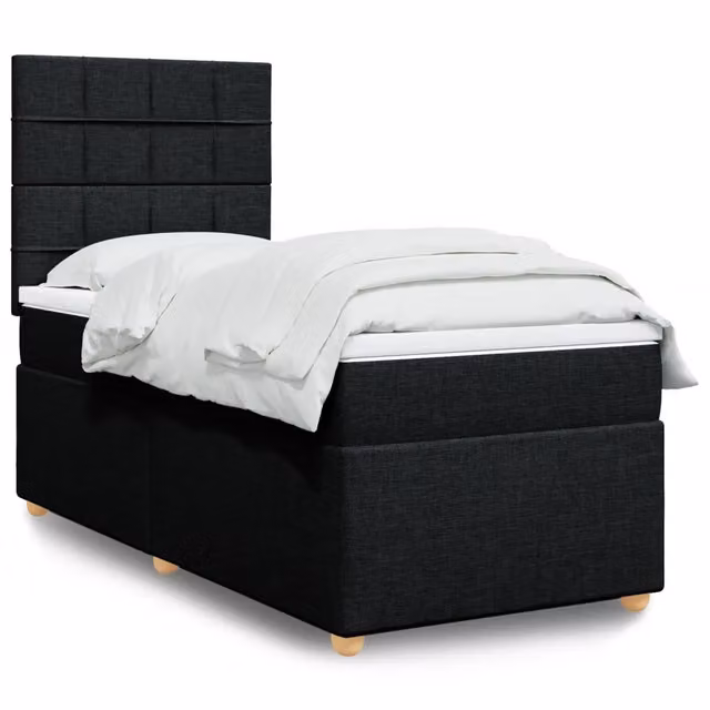 Letto Ibrido Moderno vidaXL con Materasso Nero e Struttura Imbottita L: 100 cm, P: 200 cm, H: 150,5 cm