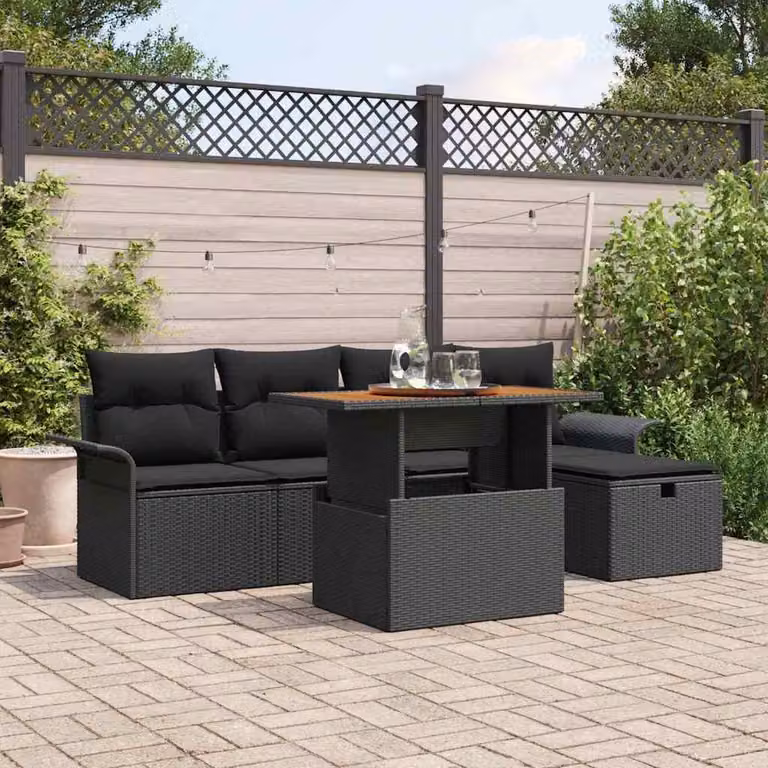 Maison Exclusive - Set da giardino con divano, 6 pezzi, colore nero, realizzato in rattan sintetico