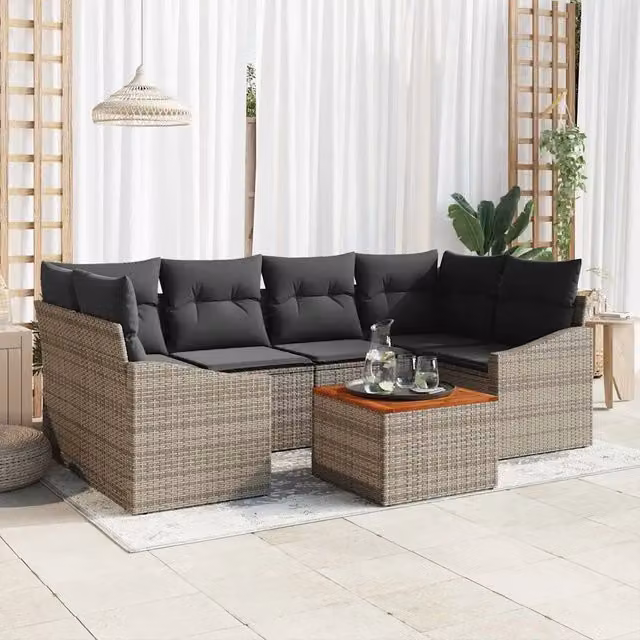 Set Divano da Giardino 7 pz Grigio polyrattan 3356452