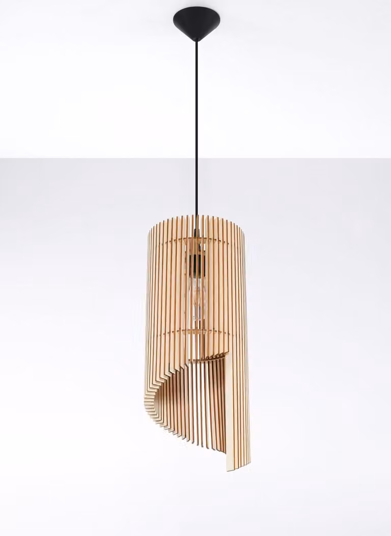 Lampada a sospensione in legno E27 moderna decorativa accogliente Ø 21 cm lampada a sospensione sala da pranzo soggiorno