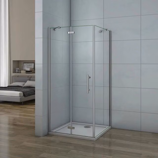 90x70x195 cm Box Doccia Angolare Porta Battente Più Parete Fissa Vetro 6 mm Temperato Anticalcare Trasparente Telaio Cromo Lucido