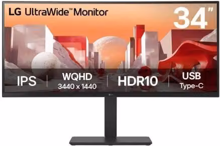 Monitor LG UltraWide 34 pollici Curvo IPS UWQHD 3440 x 1440 60Hz Nero 34BA75QE-B