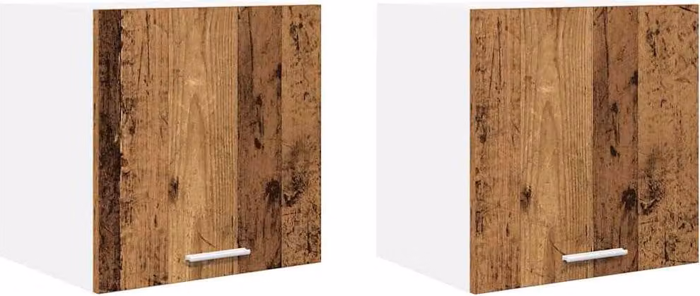 Armadio pensile 2 pcs Legno Antico e Bianco 40 x 31 x 40 cm