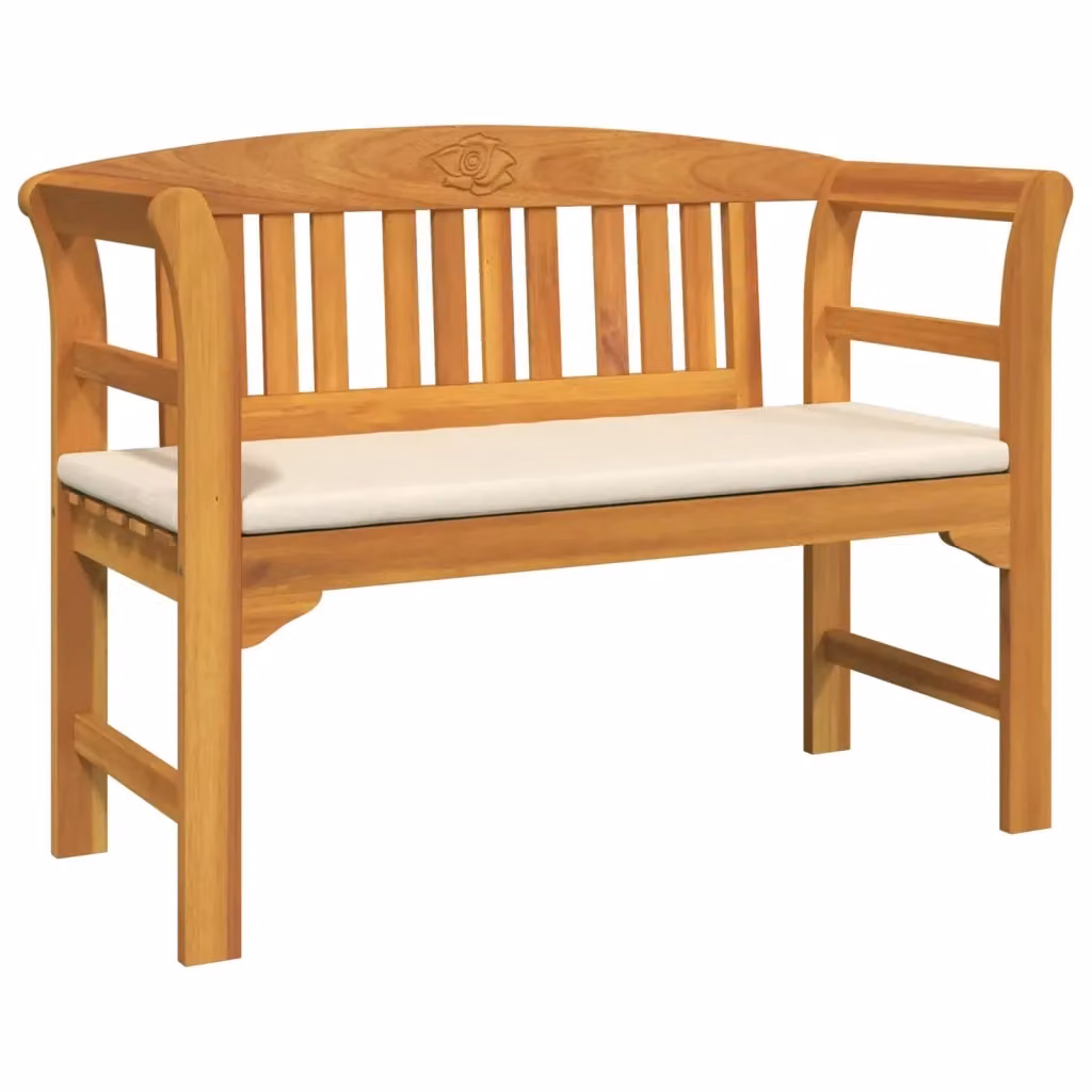 Panchina da giardino vidaXL in legno di acacia oliato con cuscini, L: 114 cm, P: 46 cm, H: 82,5 cm – 2