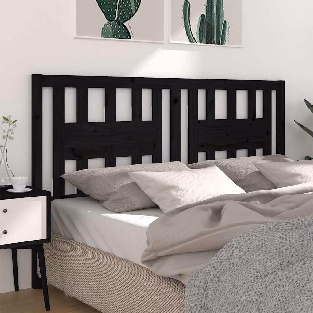 Testiera per letto vidaXL in legno massello di pino nero, L: 206 cm, P: 4 cm, H: 100 cm