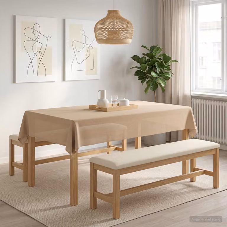 Tovaglia da tavolo rettangolare vidaXL beige in poliestere, idrorepellente e lavabile in lavatrice, L 140 cm x P 200 cm