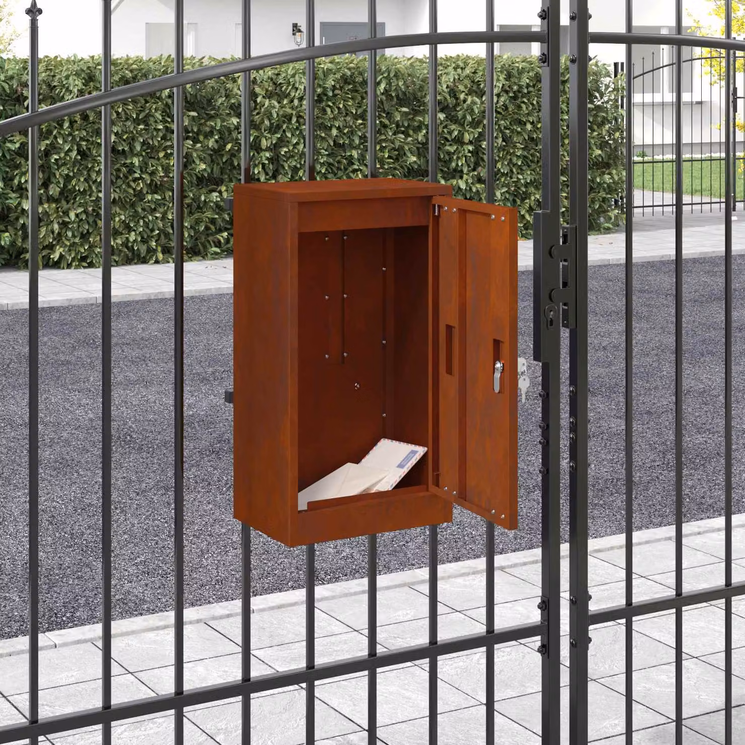 Cassetta postale con porta vidaXL colore marrone L: 30 cm, P: 20 cm, H: 55 cm