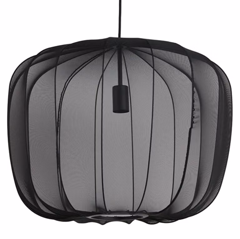Lampada a sospensione - nero - PLUMERIA - tessile - Ø 60cm - E27 - 2963512 - Light & Living