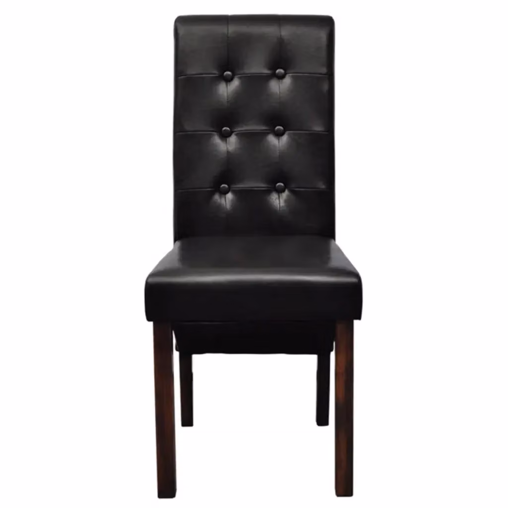 Set di 2 sedie da pranzo vidaXL in similpelle nera con struttura in legno e plastica – 2