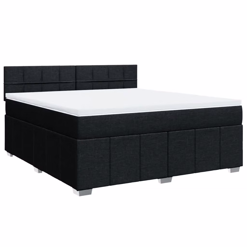 Letto Ibrido vidaXL con Materasso e Giroletto a Molle in Legno di Pino, Colore Nero e Bianco, L 180 x P 200 cm – 2