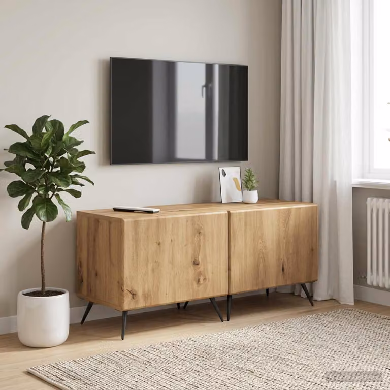 Mobile TV vidaXL in legno ingegnerizzato rovere, design moderno marrone con scomparti multimediali