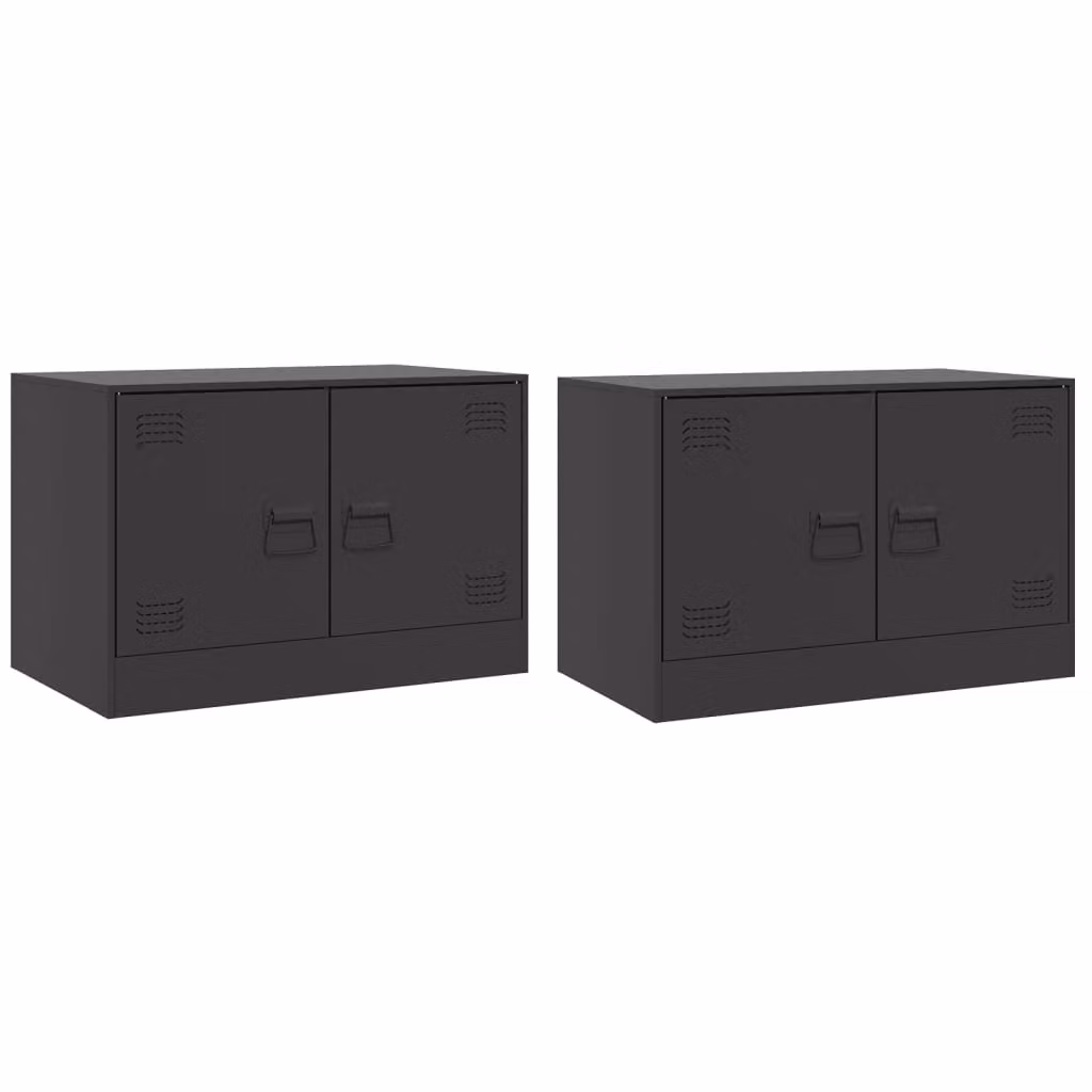 Mobili TV 2 pz Neri 67x39x44 cm in Acciaio