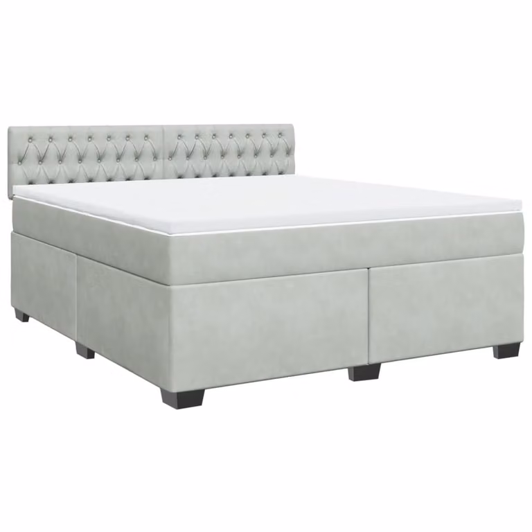 Giroletto a Molle con Materasso Grigio Chiaro 180x200cm Velluto