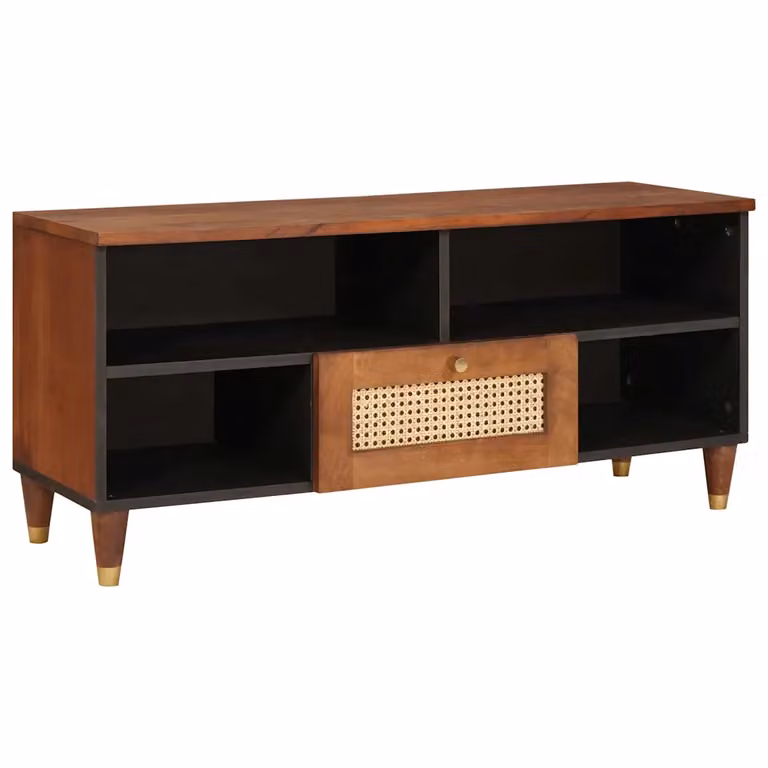 Mobile TV vidaXL in legno di mango massello marrone L 100 x P 33,5 x H 46 cm
