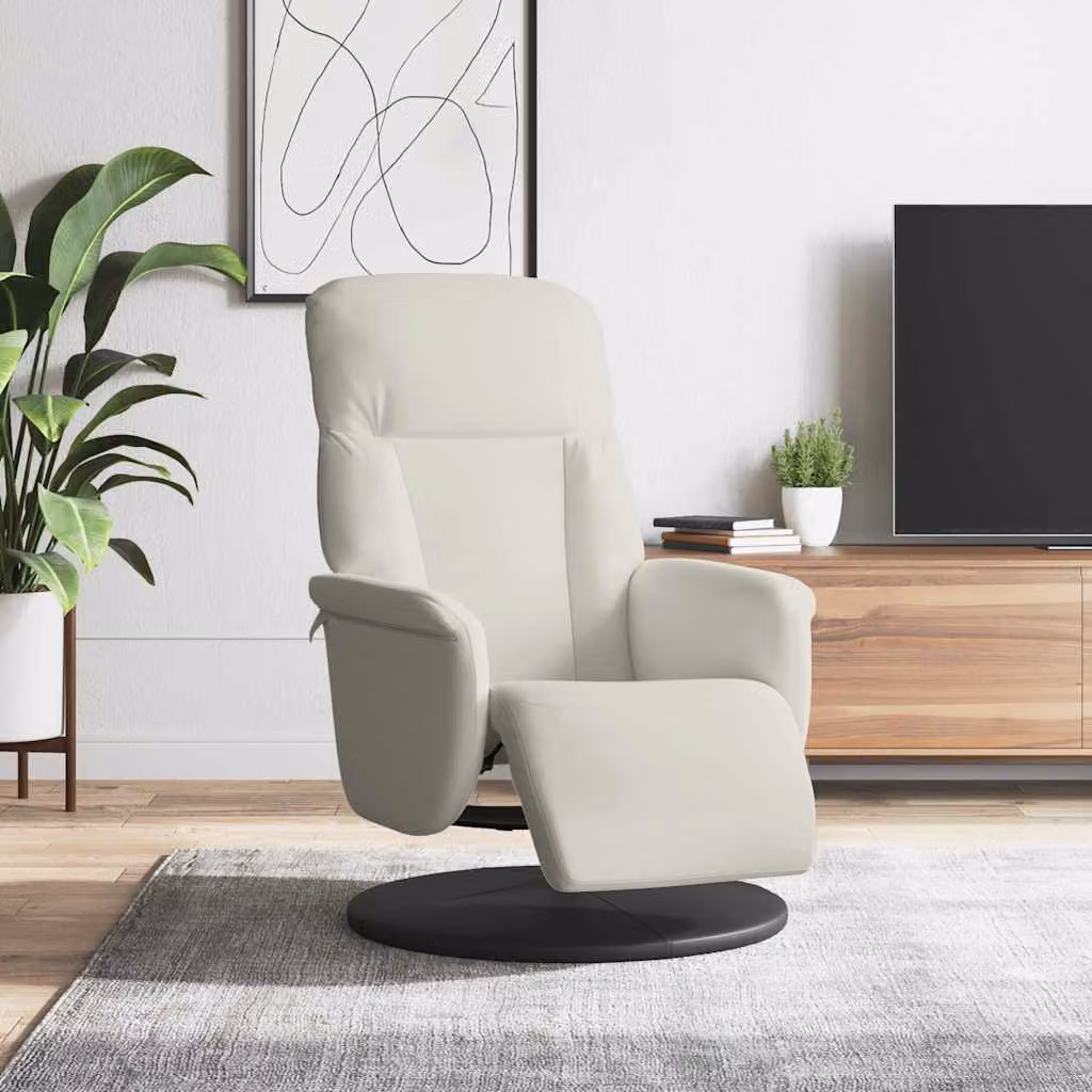 vidaXL Poltrona Reclinabile con Poggiapiedi in Velluto Beige con Base Girevole 360 Gradi e Braccioli