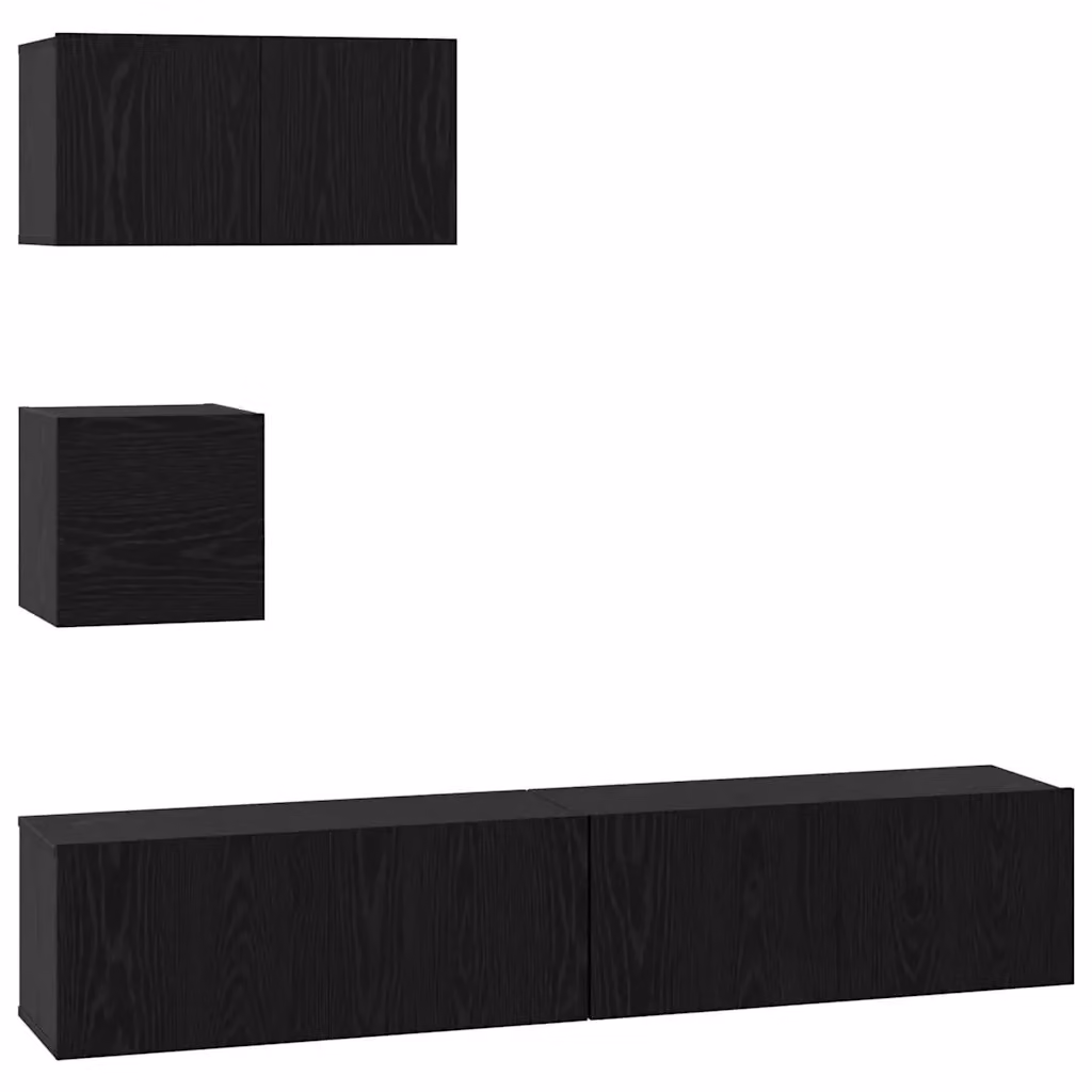 Set di mobili TV moderno vidaXL in legno ingegnerizzato nero e rovere, composizione da 4 pezzi da appendere alla parete per il tuo soggiorno – 2