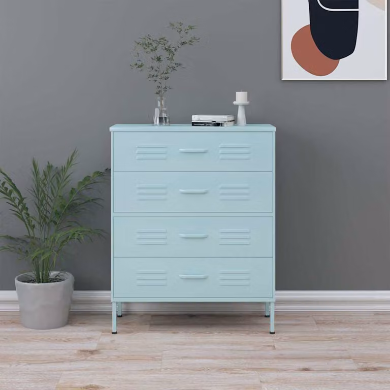 vidaXL Cassettiera Moderna in Metallo Verde/Blu L: 80 cm, P: 35 cm, H: 101,5 cm