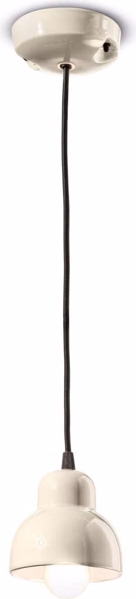 Lampada a sospensione in Vetroceramica rotonda D: 11 cm H: max. 132 cm crema E14 retro in Vetroceramica