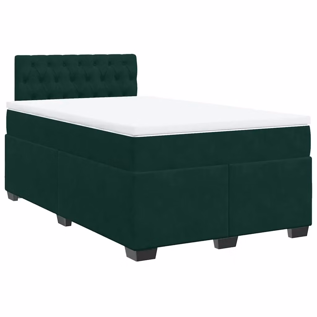Letto con Giroletto a Molle e Materasso Ibrido vidaXL in Velluto Verde Scuro L/P: 120 x 200 cm – 2