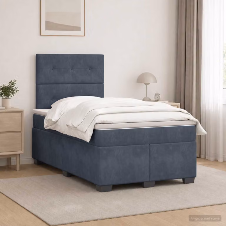 Letto box spring con materasso a molle insacchettate vidaXL in tessuto Grigio, L/P: 120 x 200 cm