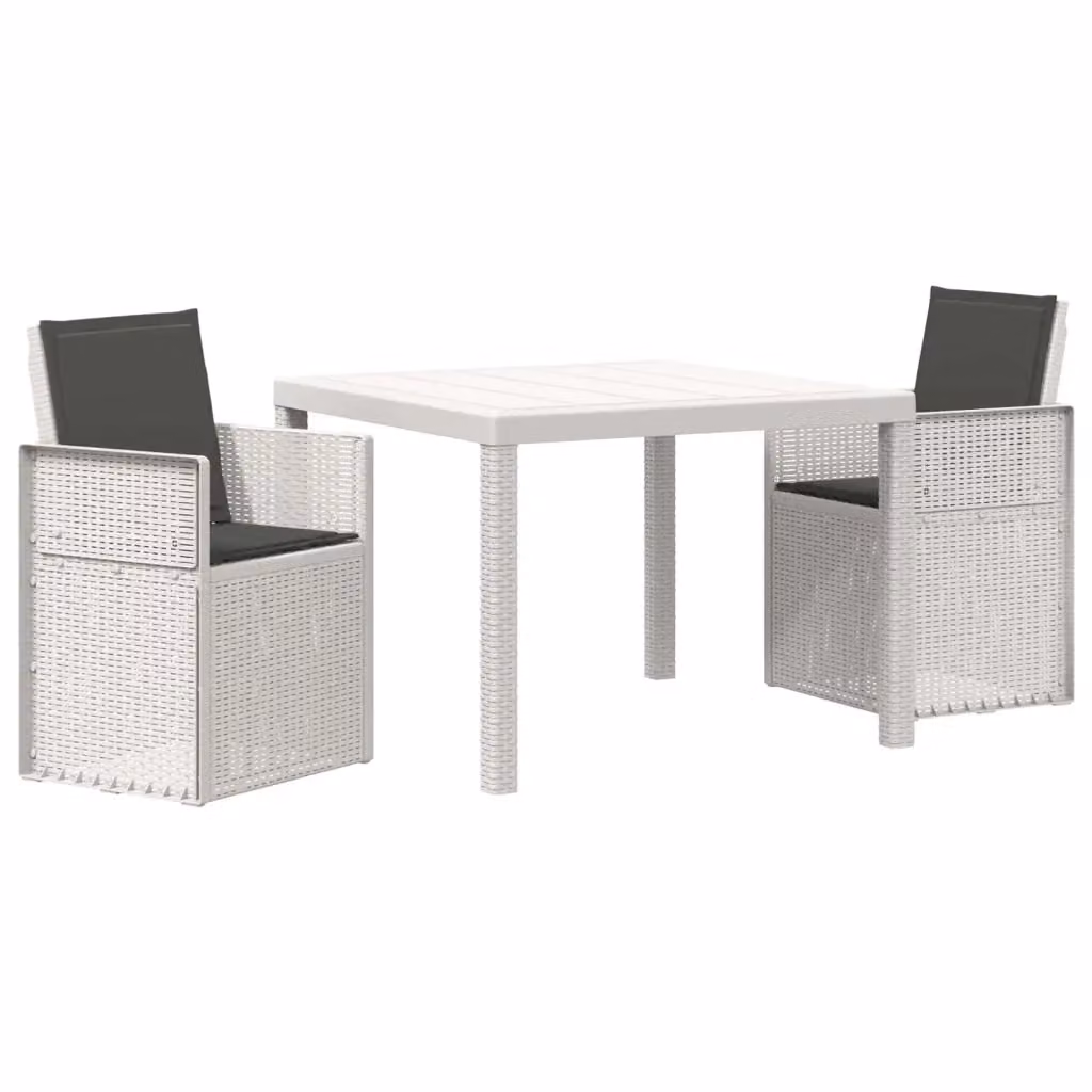Set da pranzo per giardino e terrazzo vidaXL in plastica 3 pezzi Bianco e Antracite – 2