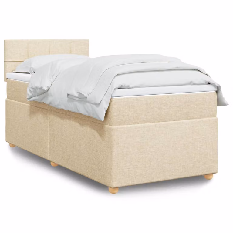 vidaXL Giroletto a Molle con Materasso Ibrido in Tessuto Beige e Bianco L/P: 100 x 200 cm