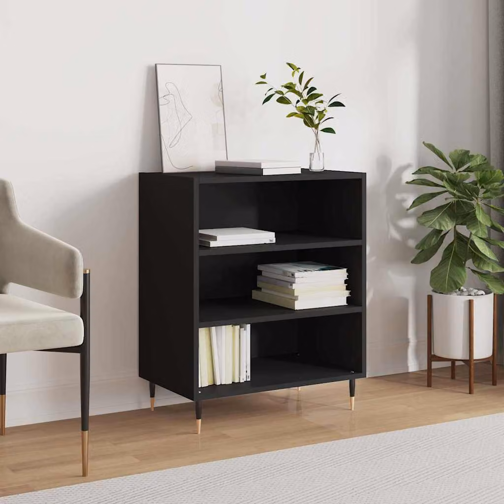 Credenza moderna vidaXL in legno e metallo nera L 57 cm, P 35 cm, H 70 cm