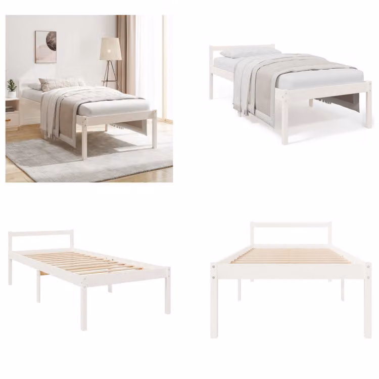 vidaXL Letto per anziani bianco 90x190 cm in legno massiccio di pino - Letto per anziani - Letto per anziani - Letti per anziani - Letti per anziani