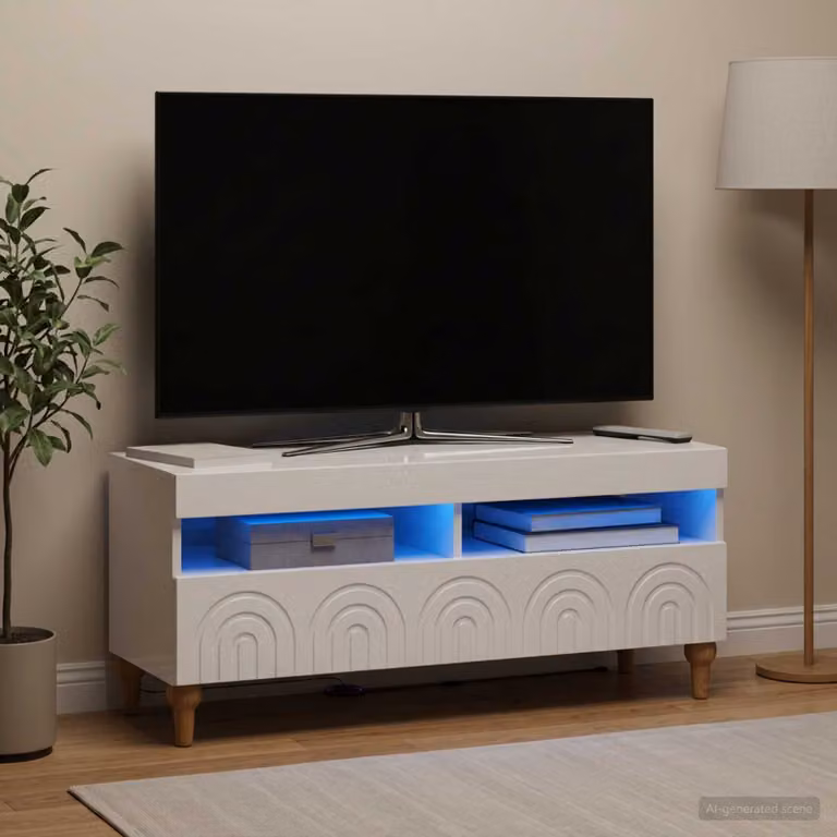 Mobile TV LED vidaXL ALKMAAR Bianco Lucido L: 100 cm, P: 35 cm, H: 43 cm