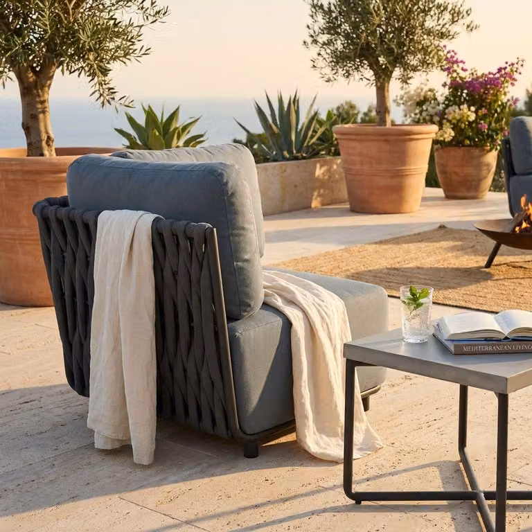 Milani Home - poltrona angolare destra modulare, alluminio e textilene e poliestere, modulare componibile angolo, antracite