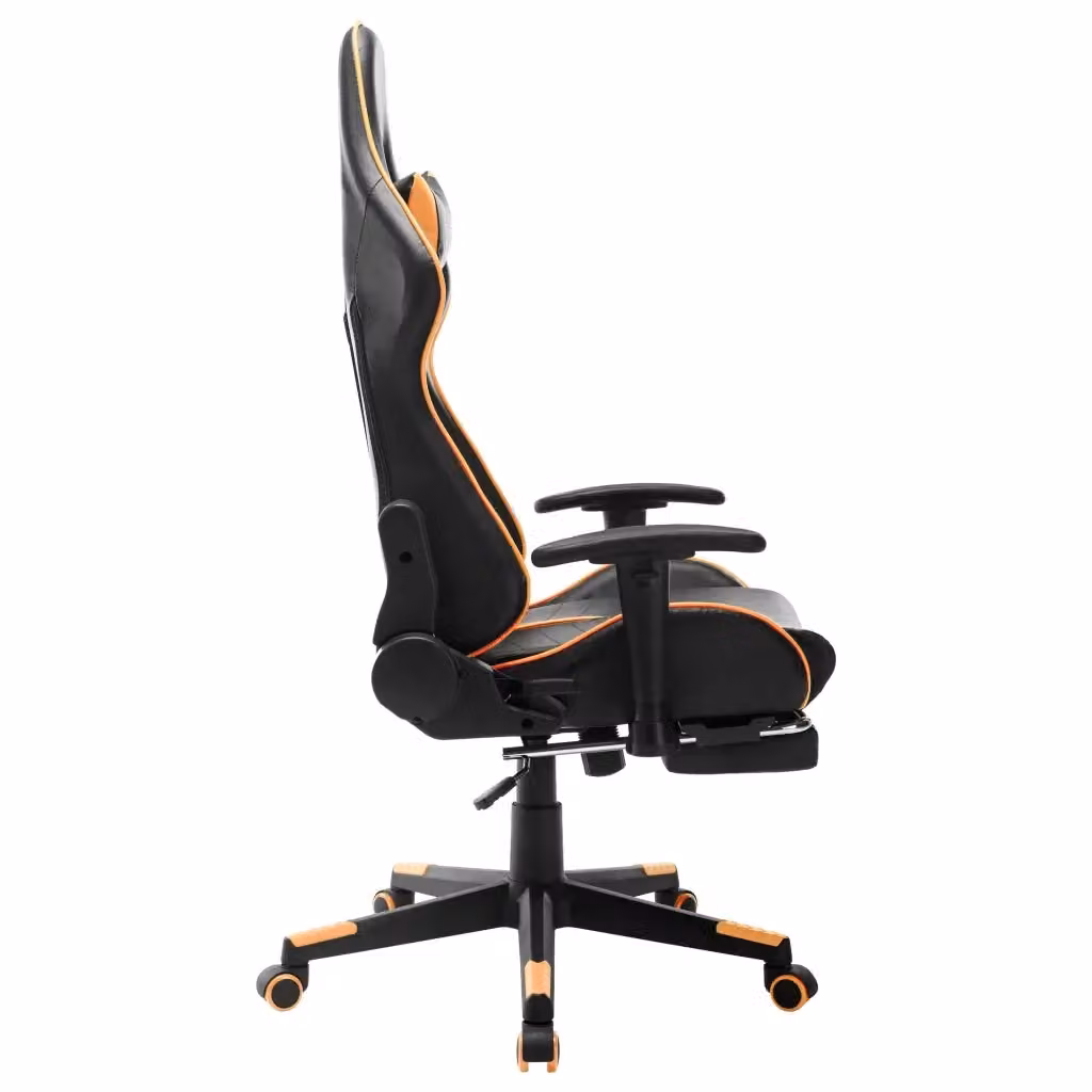 Sedia da Gaming vidaXL Nera e Arancione in Similpelle con Poggiapiedi e Braccioli – 2