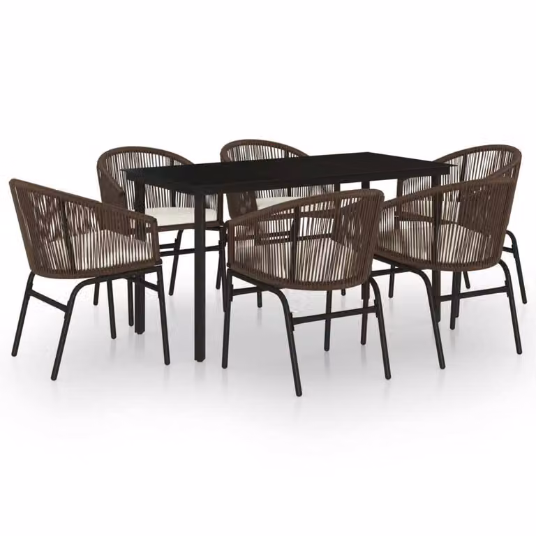 Set Mobili da Pranzo per Giardino 7 pz Marrone