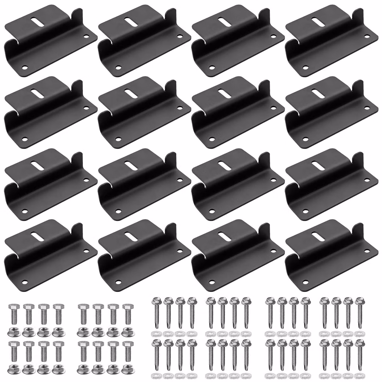 Set di 16 supporti a Z per pannelli solari, in alluminio, colore nero