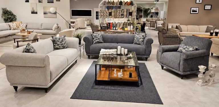 Graues Sofa set 3-Sitzer Sofa Sessel Wohnzimmer Bequem Weich Hochwertig