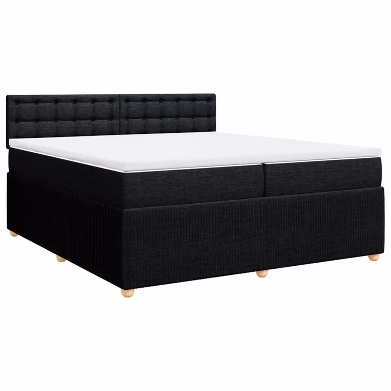 Giroletto a Molle con Materasso Nero 200x200 cm in Tessuto