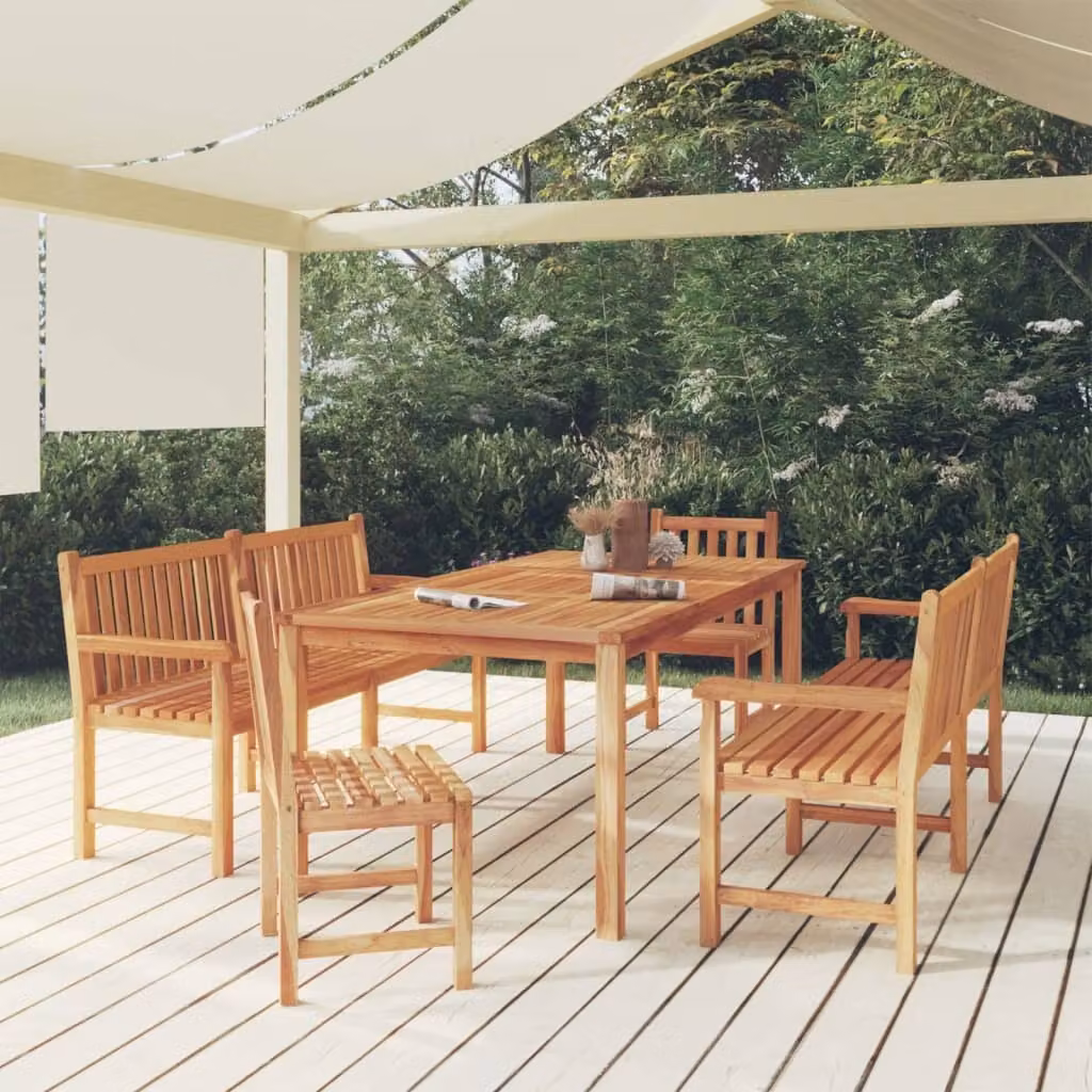 Maison Exclusive - Set da pranzo da giardino in teak massiccio, 5 pezzi