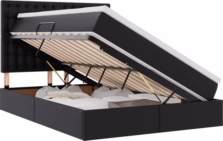 Letto con Contenitore Nero 140 x 190 cm