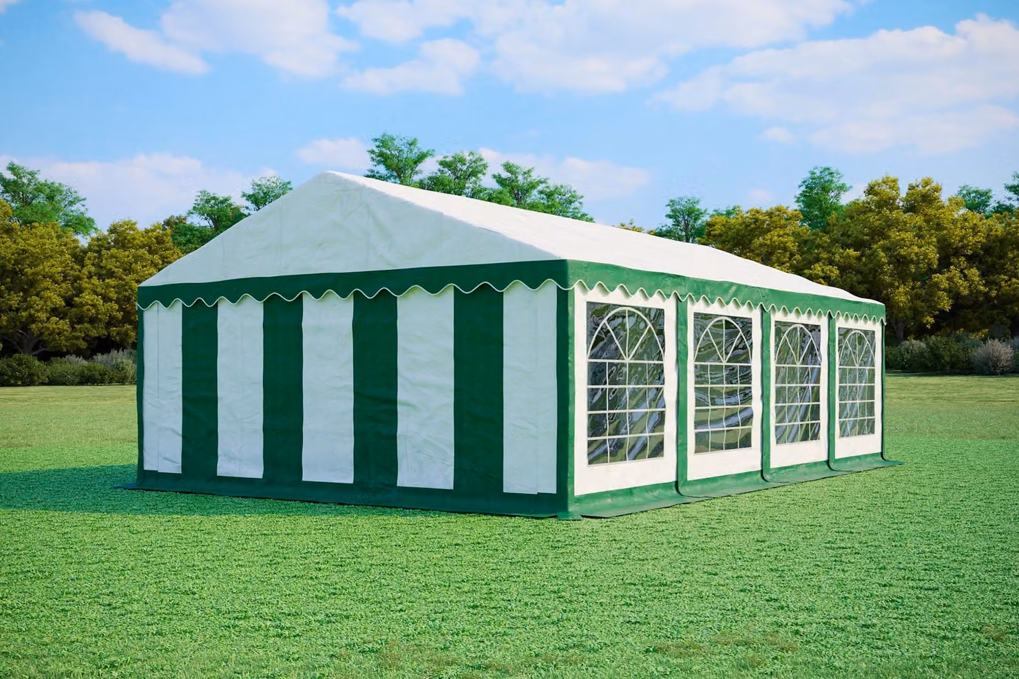Tenda per feste 5x8 metri, PVC PREMIUM, 500 g/m² - Verde e bianca + OMAGGIO