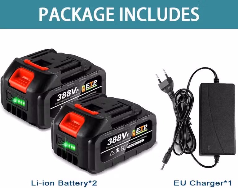Batteria per utensili elettrici - Batteria di ricambio agli ioni di litio - Tensione nominale 21 V - 3,0 Ah - 2 batterie - 1 caricabatterie UE - Indicatore dello stato di carica - Marrone