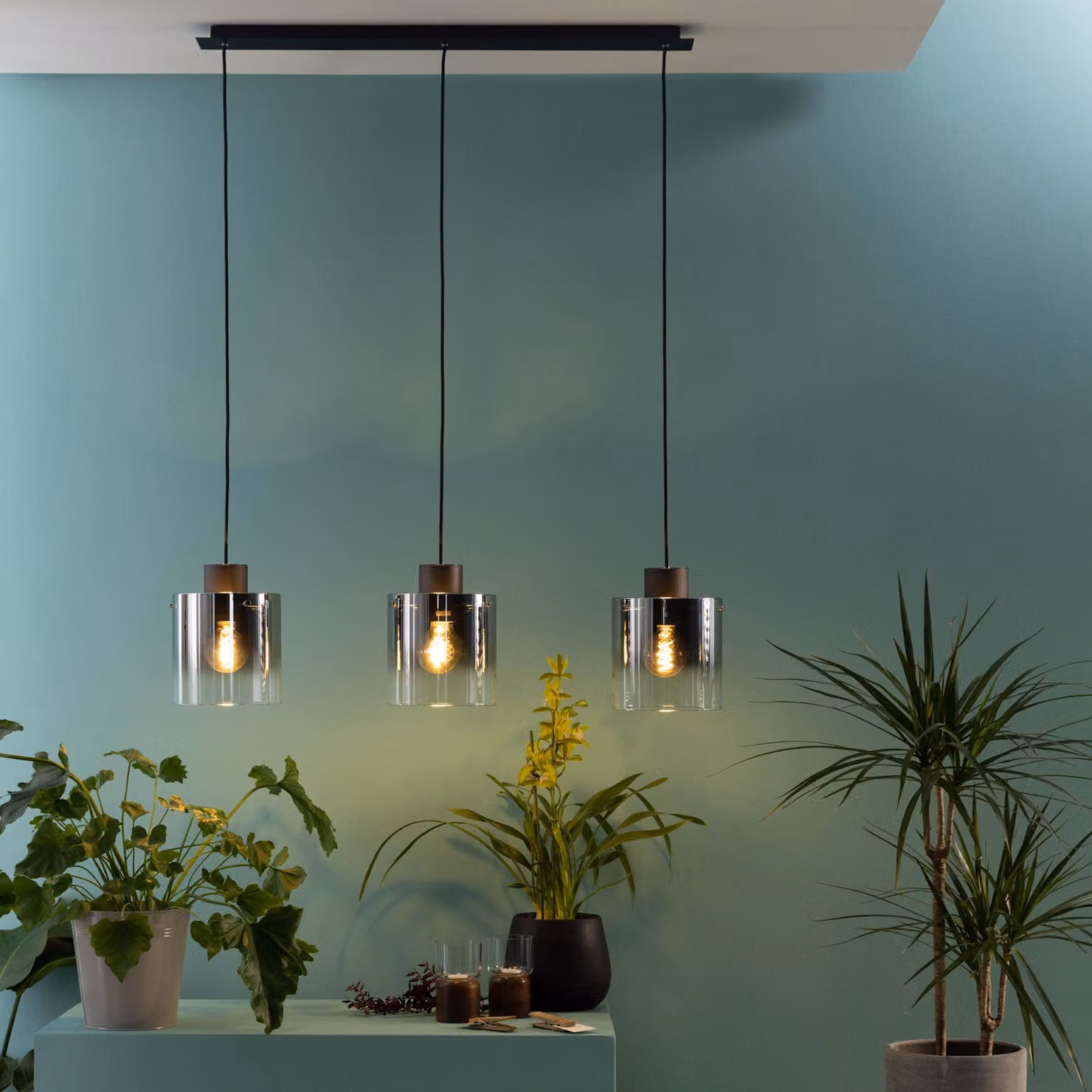 Lampada a sospensione, altezza 122 cm, E27, max. 60 W, metallo/vetro, caffè/vetro fumé
