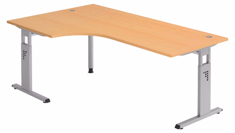bümö Scrivania Serie-O - Struttura: argento, finitura: faggio, dimensioni: scrivania angolare 200 x 120 cm