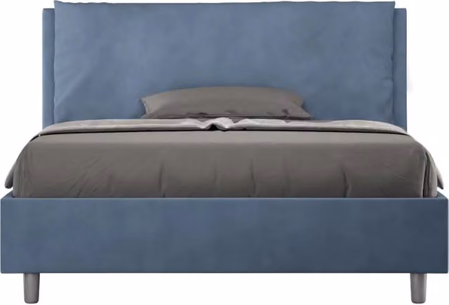 Letto Matrimoniale Francese Antea Large Blu con Contenitore e Rete, L/P/H: 140 x 200 x 110 cm