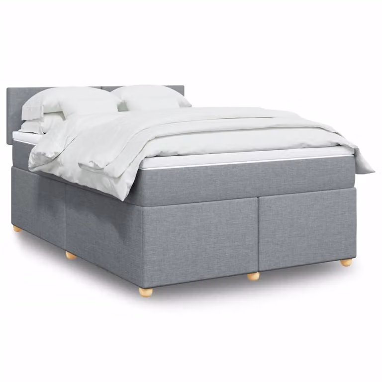 vidaXL Giroletto a Molle con Materasso Ibrido in Tessuto Grigio e Bianco, L/P: 160 x 200 cm
