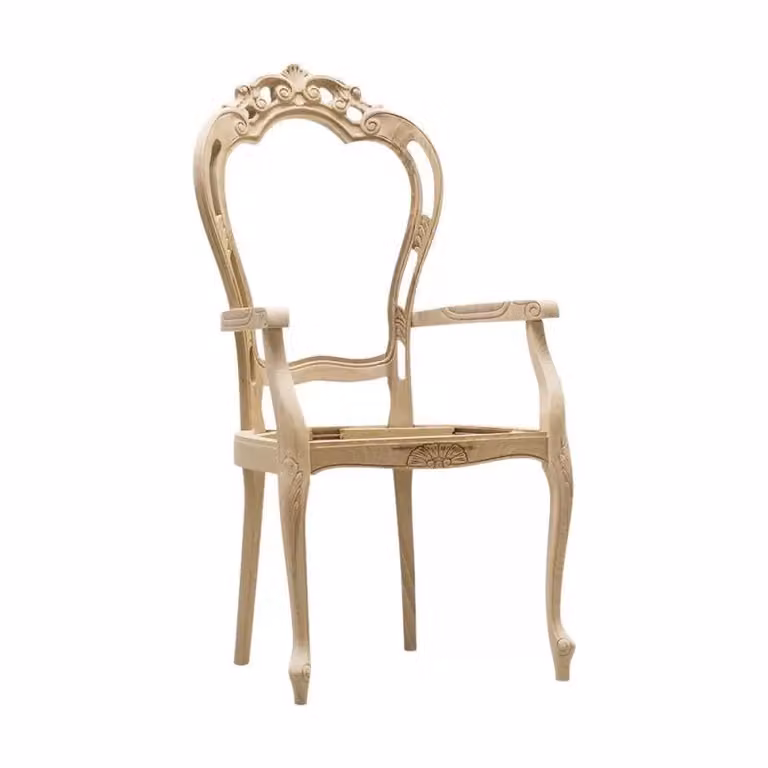 Set di 2 poltrone barocche intagliate in legno grezzo Mobili 2G L/P/H: 60 x 55 x 110 cm