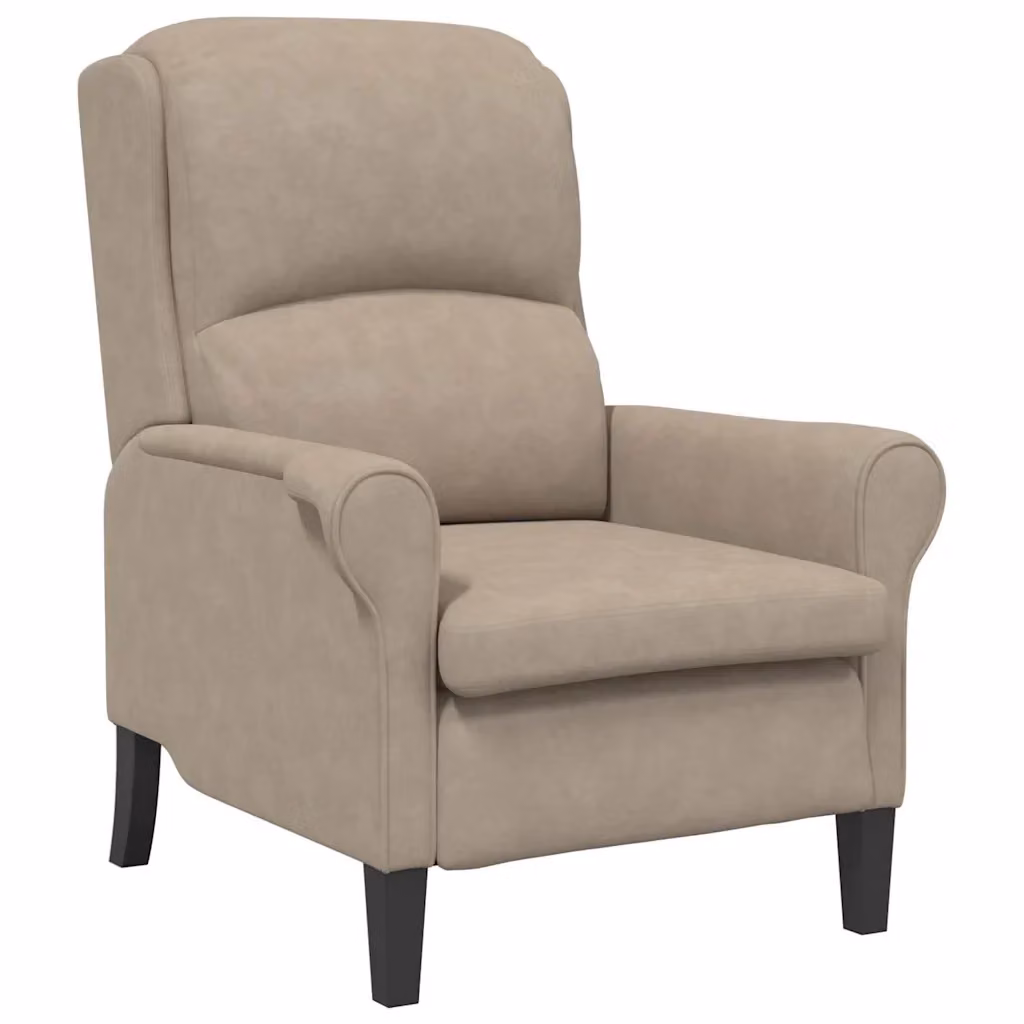 Poltrona moderna vidaXL in microfibra beige con braccioli e struttura in legno di gomma per il tuo soggiorno – 2