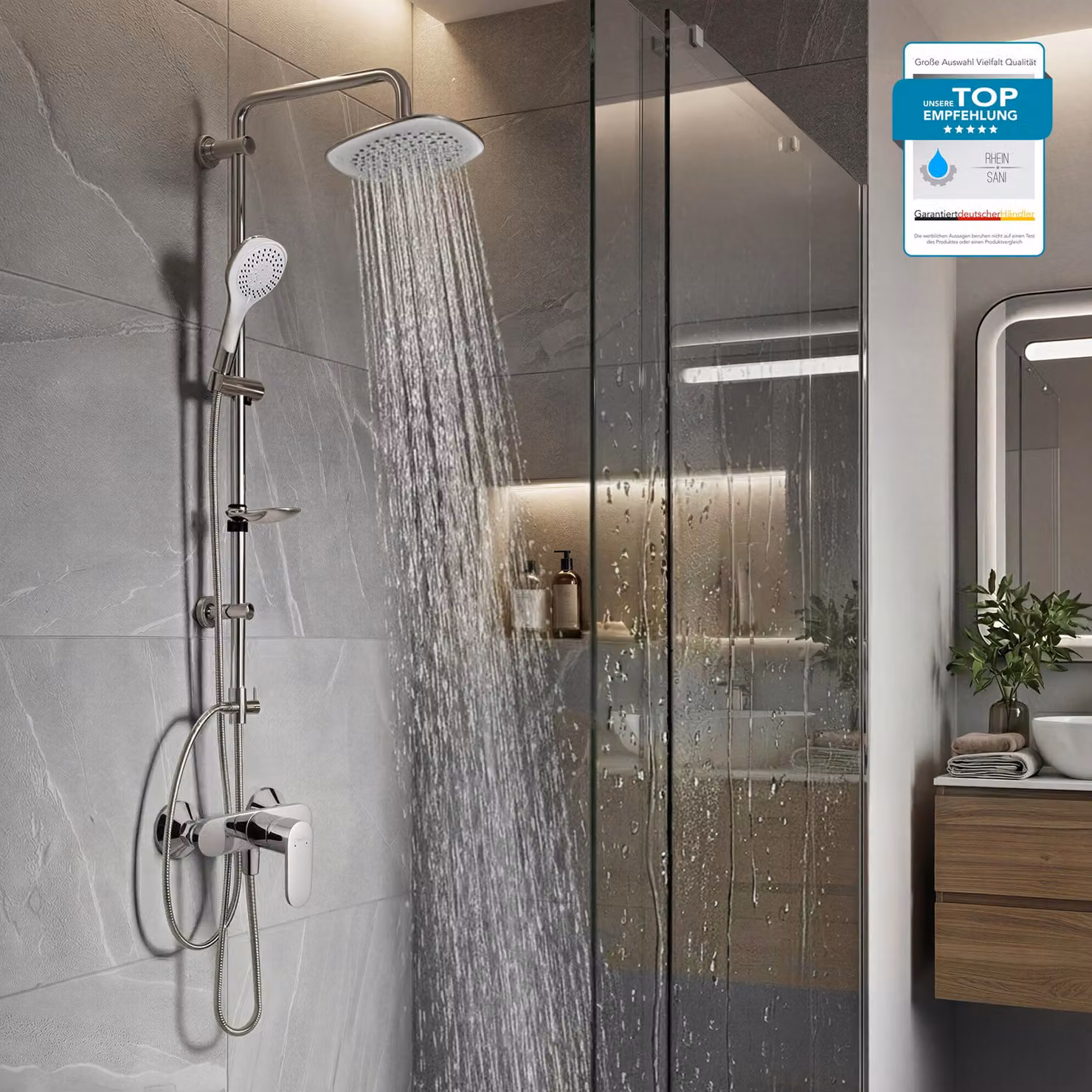 HANSGROHE Miscelatore doccia Vernis Blend, sistema doccia con miscelatore monocomando e soffione doccia BELVIT o doccetta, montaggio a parete, rubinetteria cromata