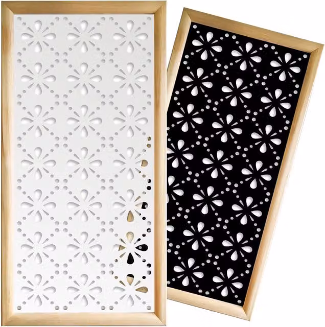 Signorbit Moduli Decorativi Floreali in Legno e PVC per Parete, Colore Nero e Bianco, L: 73 cm, H: 148 cm