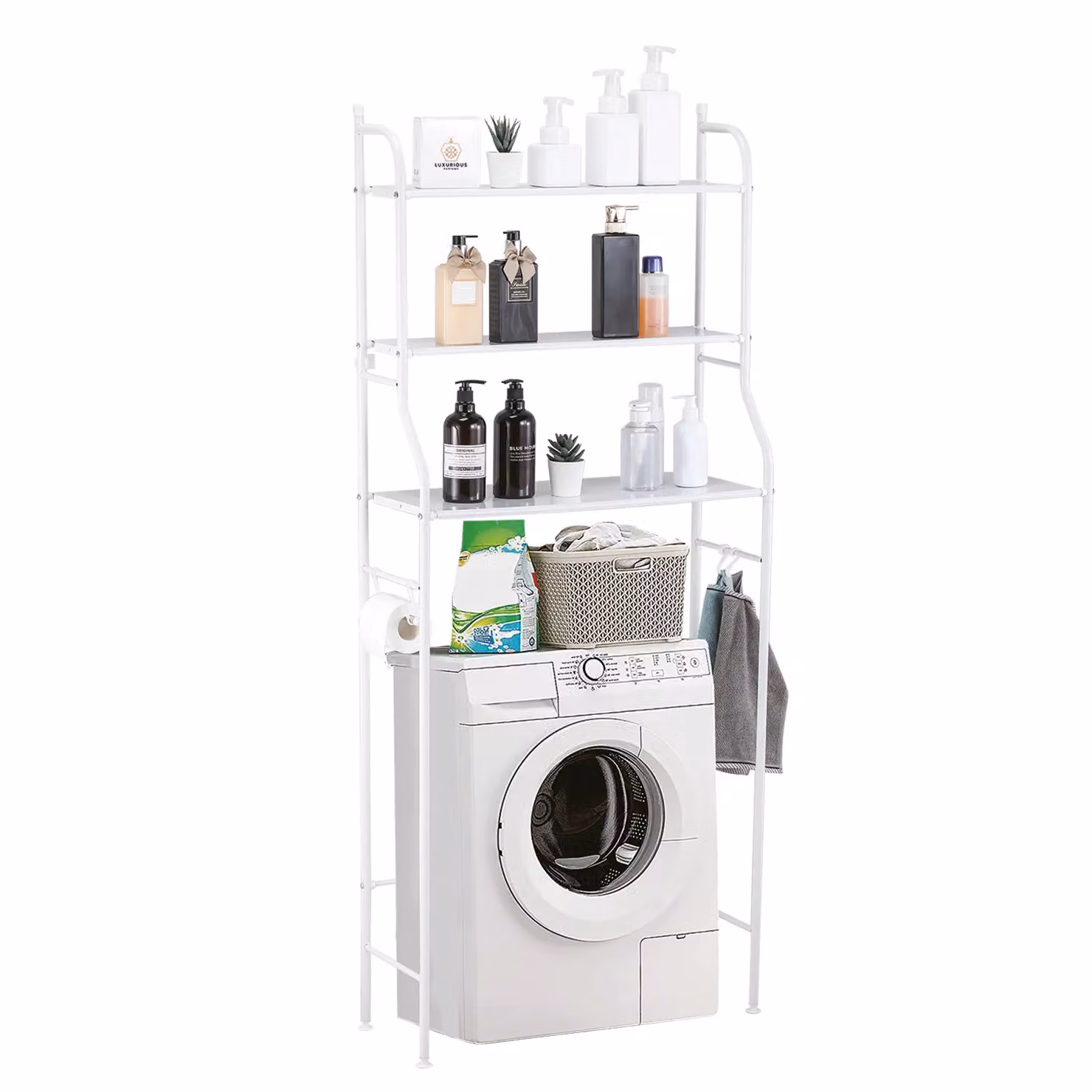 Scaffale Multiuso Salvaspazio Eliza Vestiamo Casa in metallo Bianco H 152 x L 66 x P 25 cm – 1