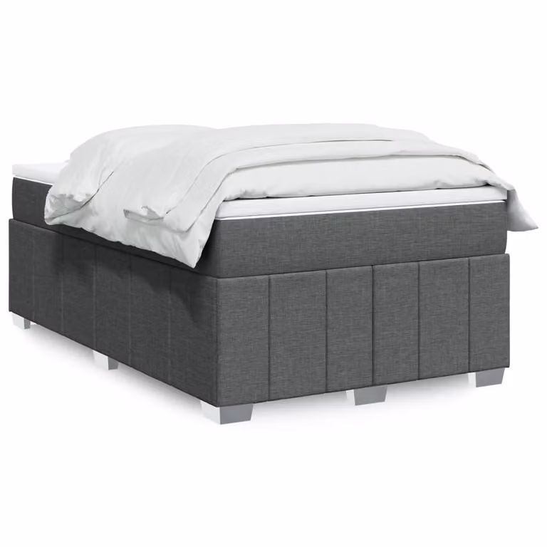 vidaXL Giroletto a Molle Ibrido con Materasso in Tessuto Grigio e Bianco L/P: 120 x 200 cm